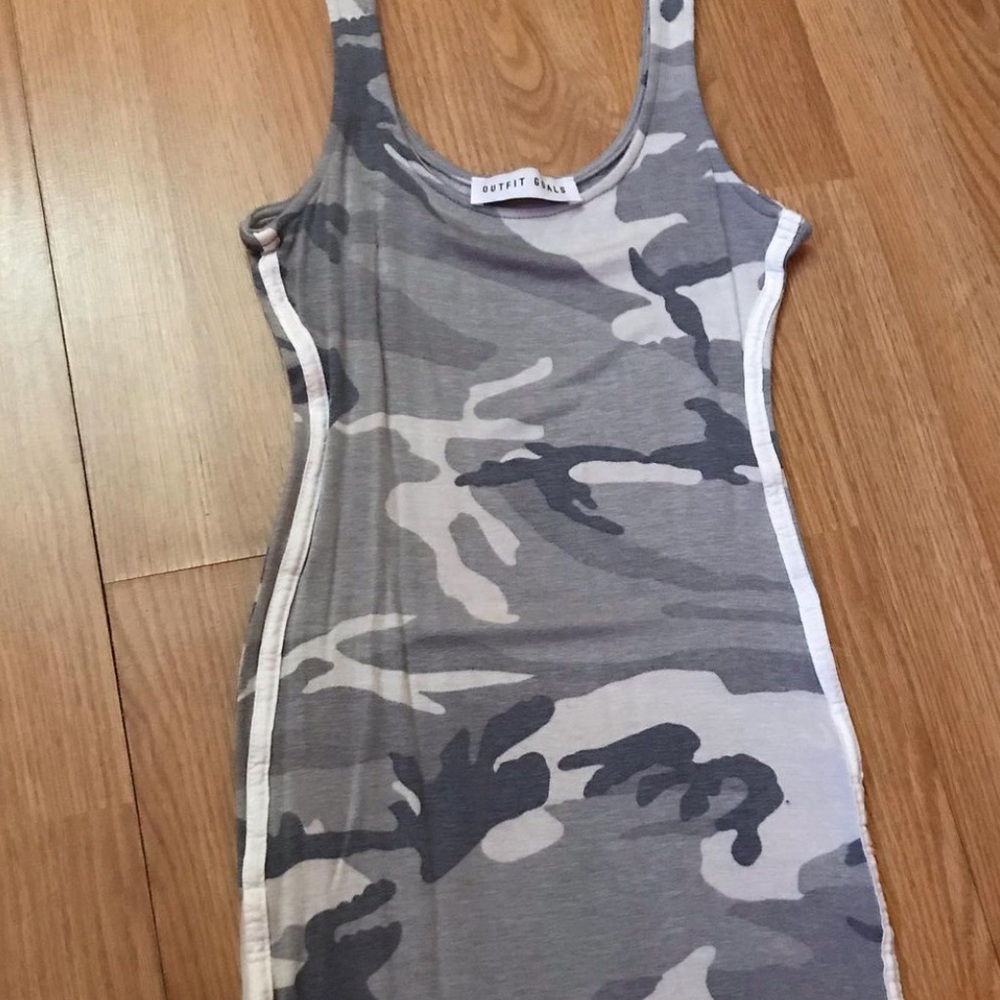 Camo mini dress goes over the knee
